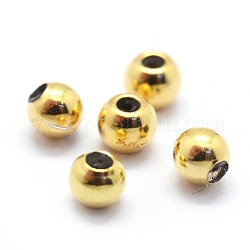 925 Sterling Silber Perlen Abstandhalter, mit Gummi innen, Runde, golden, 3 mm, Bohrung: 0.6 mm
