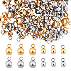 Sunnyclue 1 boîte de 80 pièces 4 styles de perles en acier inoxydable avec boucle de charme, liens de suspension, perles d'espacement en vrac, rondelles, perles de colonne, bélières pour la fabrication de bijoux, kit de perles pour adultes, loisirs créatifs