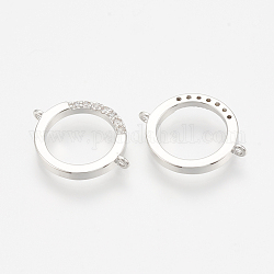 Ottone micro spianare link zirconi, chiaro, anello, nichel libero, Vero platino placcato, 14x11x1.5mm, Foro: 1 mm