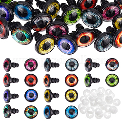 Pandahall Elite 40 комплект 10 цвета пластиковые глазки для кукол, ремесленные защитные глаза, для поделок, вязаные игрушки и чучела животных, полукруглый, разноцветные, 22x18 мм, 4 комплект / цвет