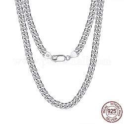 925 collana a catena a maglie cubane in argento sterling, collana con catene a taglio diamante, con timbro s925, argento, 17.72 pollice (45 cm)