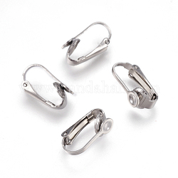 Accessoires de boucles d'oreilles clips à vis en 304 acier inoxydable, couleur inoxydable, 16~17x9x4mm