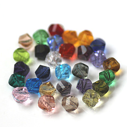 Imitation österreichischen Kristallperlen, Klasse aaa, facettiert, Vieleck, Mischfarbe, 6 mm, Bohrung: 0.7~0.9 mm