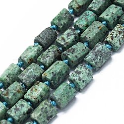 African Turquoise(Jasper) Beads Strands, Frosted, Nuggets, 6~9x6~7x6~7mm, Hole: 0.8mm, about 37~40pcs/strand, 16.34''(41.5cm)