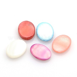 River Shell Oval Cabochons, Mixed Color, 11x8x2mm