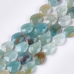 Natural Flower Amazonite Beads Strands, Faceted, Teardrop, 18x13~13.5x5.5~6mm, Hole: 1.2mm, about 11pcs/strand, 7.8 inch