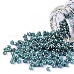 Toho perles de rocaille rondes, Perles de rocaille japonais, (1207) bleu turquoise opaque marbré, 11/0, 2.2mm, Trou: 0.8mm, environ 1110 pcs/10 g