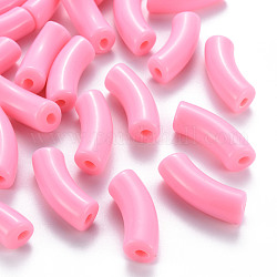 Opake Legierung Perlen, gebogenes Rohr, rosa, 36x13.5x11.5 mm, Bohrung: 4 mm, ca. 133 Stk. / 500 g