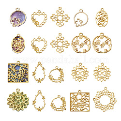 Cheriswelry 40 pz 10 pendenti con castone aperto in lega di stile 4, per resina UV fai da te, resina epossidica, Gioielli fioriti pressati, oro, {1}pcs / style