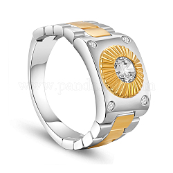 Shegrace 925 Fingerring aus Sterlingsilber, mit Uhrenkette und echtem 18 Karat vergoldet mit aaa Zirkonia, Platin & golden, 18 mm