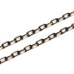 Гальванические латунные кабельные цепи, цепи с алмазной огранкой, два тона, пайки, граненые, с катушкой, овальные, без свинца и без никеля , чёрные, 3.5x2x0.5 мм, около 328.08 фута (100 м) / рулон