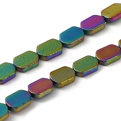 Fili di perline di ematite sintetica non magnetica elettrolitica, ovale, arcobaleno placcato, 4.5~5x3~3.5x1mm, Foro: 0.5 mm, circa 85pcs/filo, 16.34'' (41.5 cm)