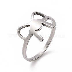 201 Bowknot-Fingerring aus Edelstahl, hohler breiter Ring für Frauen, Edelstahl Farbe, uns Größe 6 1/2 (16.9mm)