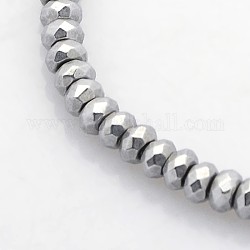Chapelets de perles en hématite synthétique sans magnétiques, facettes rondelle, platinée, 3x2mm, Trou: 1mm, Environ 214 pcs/chapelet, 15.7 pouce