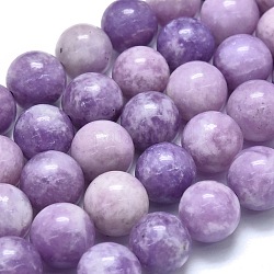 Natural Lepidolite/Purple Mica Stone Beads Strands, Round, 9.5~10mm, Hole: 0.8mm, about 40pcs/strand, 14.96 inch(38cm)
