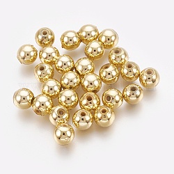 Perles en plastique ABS, perles galvanisées écologiques, ronde, plaqué or, 12mm, Trou: 2.3mm, environ 500 pcs/500 g