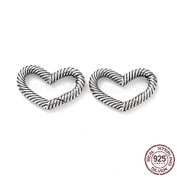 925 anello a molla in argento sterling, cuore, argento antico, 10.5x16.5x2mm, diametro interno: 4x12mm
