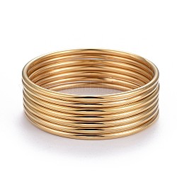 Insiemi del braccialetto buddista dell'acciaio inossidabile di modo 304, oro, 2-3/8 pollice (6 cm), 7 pc / set