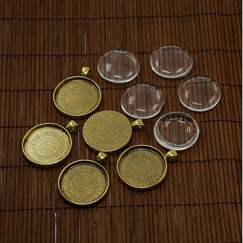 30 мм прозрачное стекло кабошоны и без никеля антикварные золотые металлические сплава кулон сеттинги кабошон DIY-X0149-AG-NF