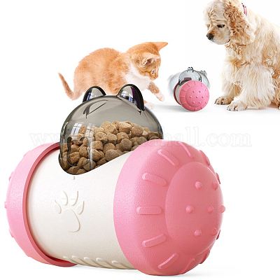 Cat Slow Feeder Ball Cat Tumbler with 2 Retractable Cat Toy, Adjustabl