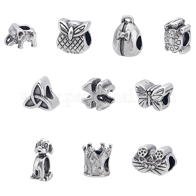 Wholesale Unicraftale 10Pcs 304 Stainless Steel Enamel European Beads 