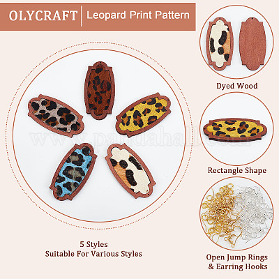 Wholesale Olycraft DIY Leopard Print Pattern Rectangle Dangle