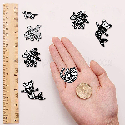 Wholesale SUNNYCLUE 1 Box 10Pcs 5 Styles Skeleton Brooch Pin Black ...