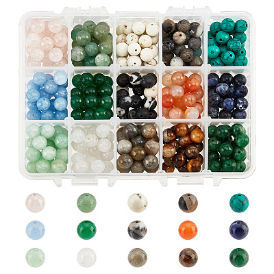 Wholesale NBEADS 375 Pcs 8mm Natural Gemstone Beads 