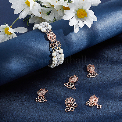 Wholesale SUNNYCLUE 3-Strand 6-Hole Brass Box Clasps 