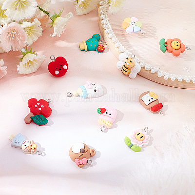 Wholesale SUNNYCLUE 1 Box 36Pcs 12 Styles Bear Resin Charms Resin