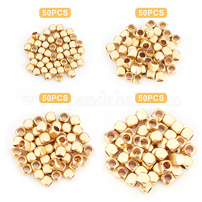 50PCS 14k Gold Filled Cube Spacer Beads,metal Bracelet Necklace