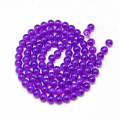 Chapelet de perles en verre baking paint&nbsp;DGLA-Q023-6mm-DB32-1