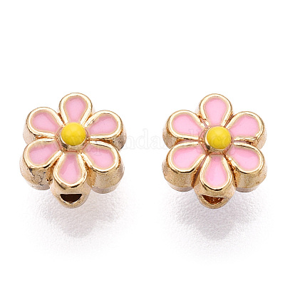 Perles d'émail en alliage de ton or clair&nbsp;ENAM-WH0057-43C-1