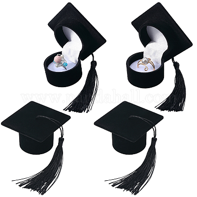 Scatola Porta Anelli AfitlLulu A Forma Di Cappello Da Laurea – Foderata In Velluto – Per Proposta O Ricordo - 3