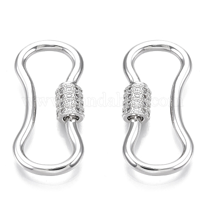 Wholesale Brass Micro Pave Clear Cubic Zirconia Screw Carabiner