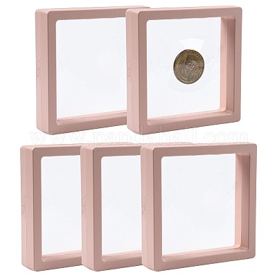 Grosshandel 5 Stück quadratische transparente Schmuck-Displaybox aus PE-Dünnschicht-Aufhängung