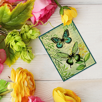 4 Stück Schmetterlings-Stanzschablonen aus Kohlenstoffstahl mit ausgehöhlten Zeichen- und Malschablonen-Sets mit Haustieren und 1 Stück PVC-Kunststoffstempel&nbsp;DIY-GL0004-149-1