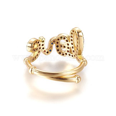 Einstellbare messing micro pave zirkonia fingerringe&nbsp;LS-RJEW-L086-04G-1