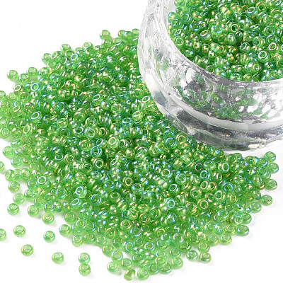  3000 Pcs Hole Green Seed Beads,12/0 Glass Seed Beads