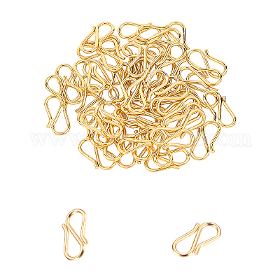 UNICRAFTALE 30pcs Golden S-Hook Clasp 304 Stainless Steel Hook Clasps About  3mm Hole S Hooks Clasps Necklace Clasp Connectors S-Shaped Hook for