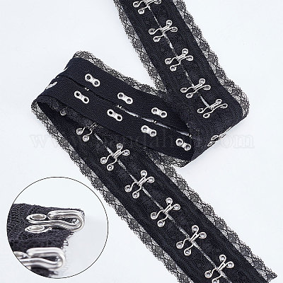 Wholesale FINGERINSPIRE 2.8M 5.6cm Hook and Eye Cotton Tape Trim 3cm  Spacing Black Lace-Covered Tape with Hook & Eye Black Lace Ribbons for DIY  Clothing Accessories Embellishment Decorations 