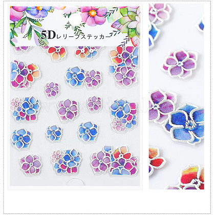 5dネイルアート水転写ステッカーデカール 花 カラフル 8 2x6 4cmの通販 Jp Pandahall Com