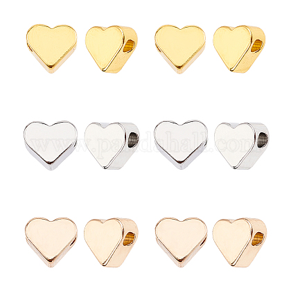 PandaHall 3 Color Heart Spacer Beads 60pcs Metal Heart Shaped Loose Bead for Jewelry Making Earring Bracelets Necklace DIY Craft(Gold KK-PH0035-89-1
