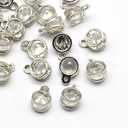 Flat Round Alloy Charms X-ZIRC-R007-054A-02-1
