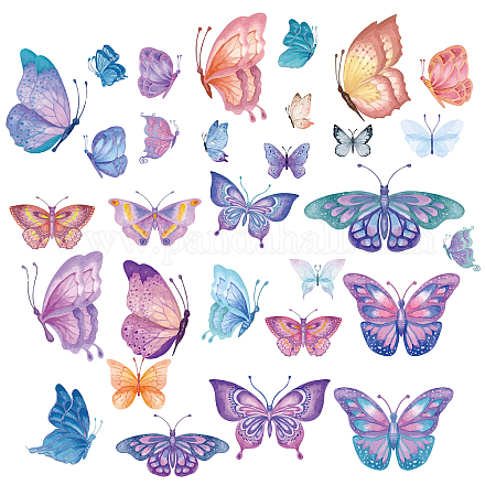 CRASPIRE Butterfly Wall Decals Colorful Wall Stickers Purple Window Stickers Waterproof Removable Vinyl Wall Art for Classroom Bedroom Living Room Decorations DIY-WH0345-016-1