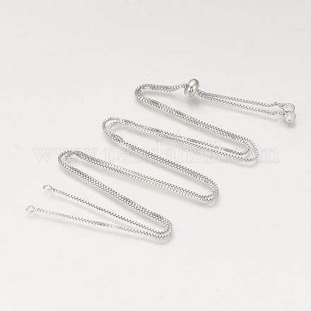 調整可能な真鍮のネックレスを作る  立方晶ジルコニアとスライドエクステンダーチェーン付き  ベネチアンチェーン  プラチナ  31.49インチ（80cm） KK-Q746-003P-1