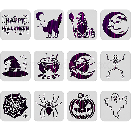 BENECREAT 12PCS Halloween Themed Drawing Stencils DIY-WH0172-707-1