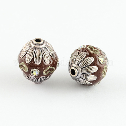 Oval Handmade Rhinestone Indonesia Beads IPDL-S006-01-1