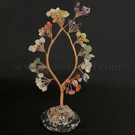 Baum-des-Lebens-Ornamente aus natürlichen und synthetischen gemischten Edelsteinen TREE-PW0002-10-1