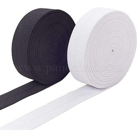 BENECREAT 1-Inch 11 Yard White Black Foldover Elastic Stretch FOE Elastic Ribbon for Hairbands Hair Ties and Bows OCOR-BC0012-18-1